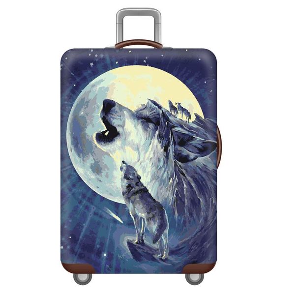 

toiletry kits 3d wolf printed luggage cover, african american women travel suitcase dirt proof baggage protector for 18-32 inch