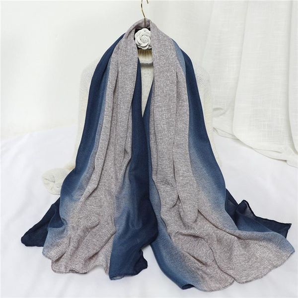 

scarves shawl gradient scarf fashion stitching cotton and linen art poncho simple soft cape all-match cloak women bufanda mujer, Blue;gray