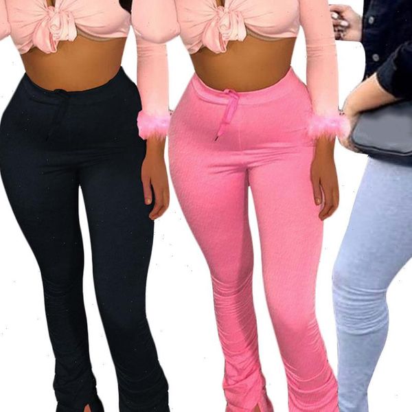 

womens pant sport high waist flare pants for women stacked sweatpants casual joggers trousers drop good quality, Black;white