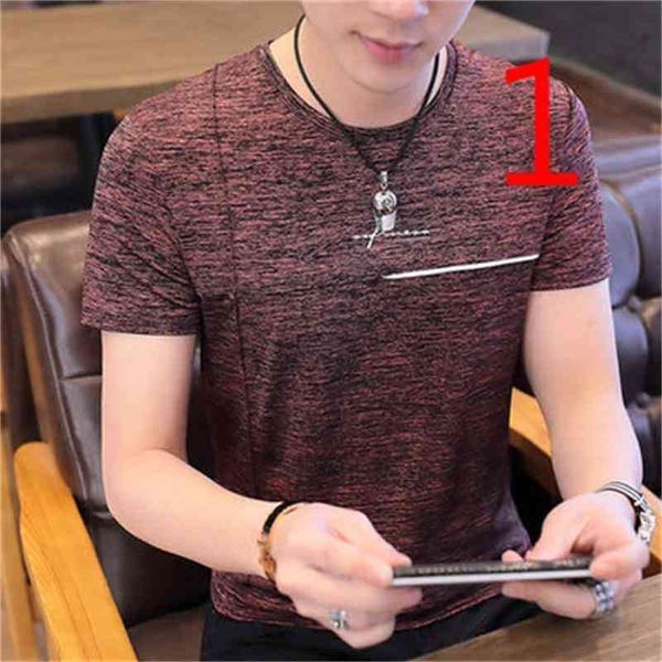 

summer men's short-sleeved t-shirt casual sports suit korean version of the trend handsome clothes summer dress 210420, White;black