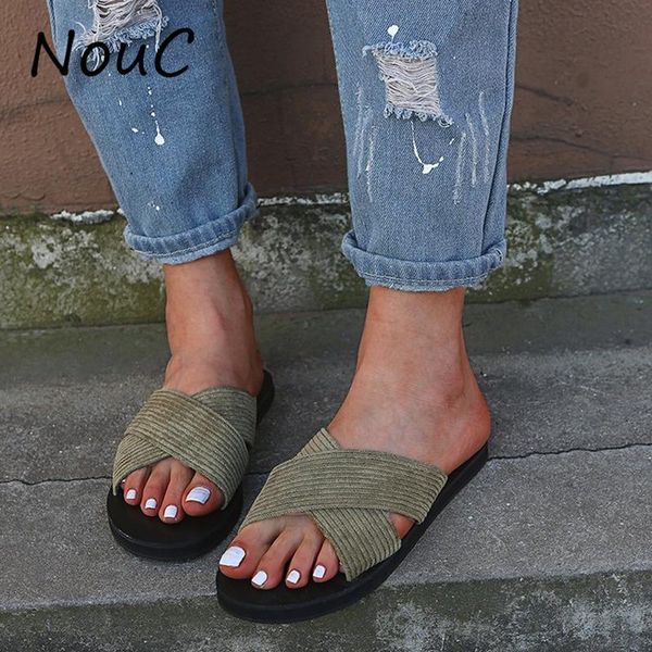 

nouc women's flat sandals non-slip slipper flats sandal open toe summer shoe women leisure beach female footwear, Black