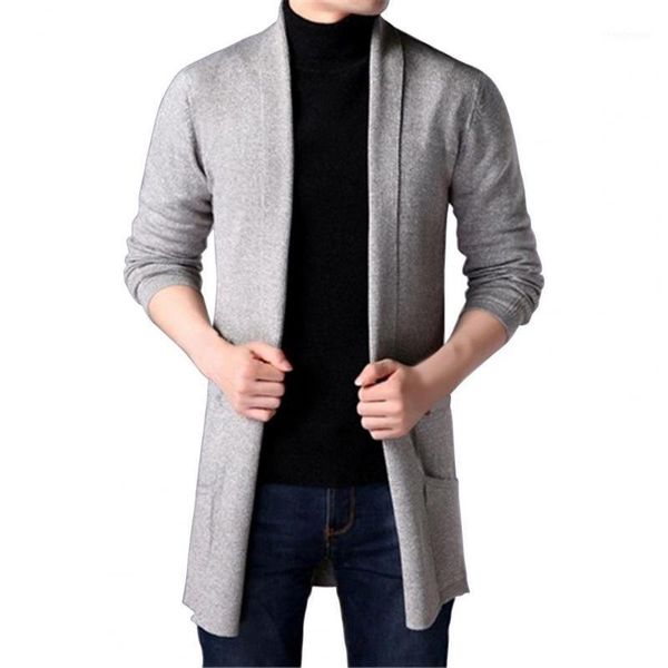 

men's sweaters men sweater coats fashion 2021 autumn slim long solid color knitted jacket casual cardigan, White;black
