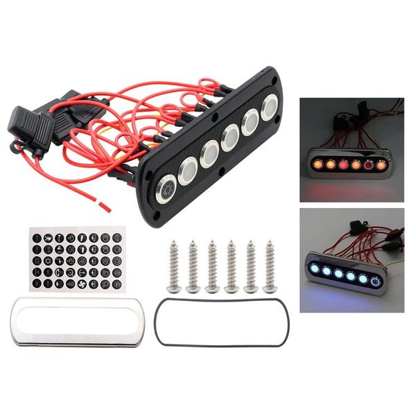

parts 6 gang rocker switch panel 12v rv led for marine boat on/off toggle