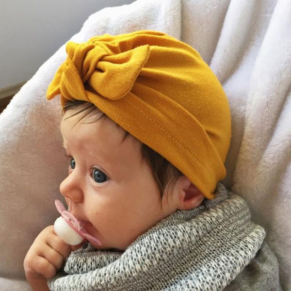 

caps & hats born baby hat girls boys ears bowknot solid cotton sleep cap headwear accessories casquette enfant11, Yellow