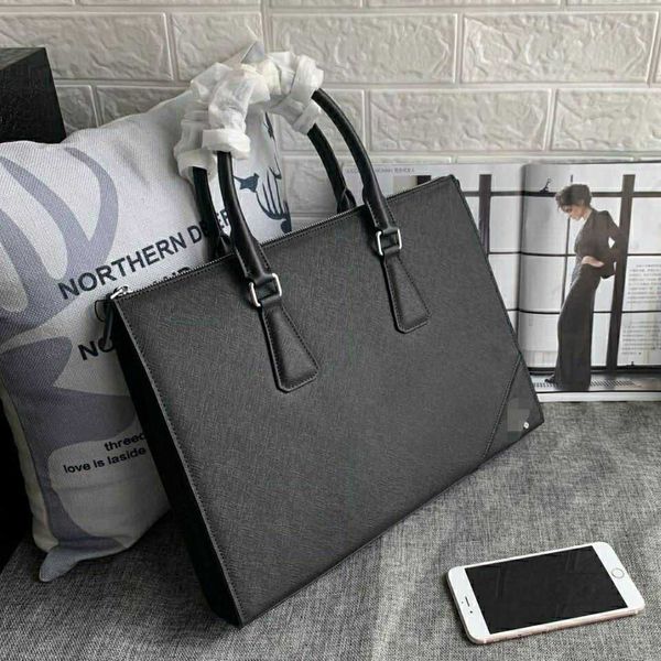 

european station original single brand men's high-end cross pattern briefcase head layer cowhide computer bag business handbag handbag