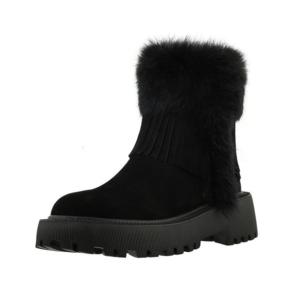 

asumer snow come winter leather tyle women comfortable heel boots, Black