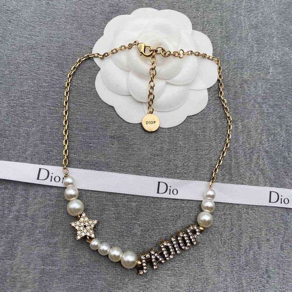 

2021 new designer letter pearl necklace, Silver