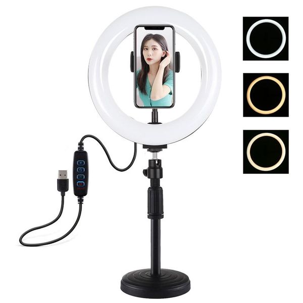 

tripod mount+7.9inch 20cm usb ring light for vlogging video live broadcast kits flash heads