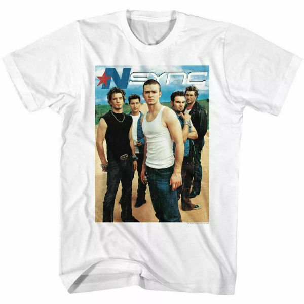 

nsync t shirt mens licensed rock pop music band classic tee retro new white, White;black