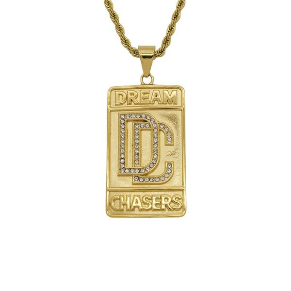 

pendant necklaces european style letter gothic punk gold color stainless steel chain for women men accessories wholesale jewelry, Silver