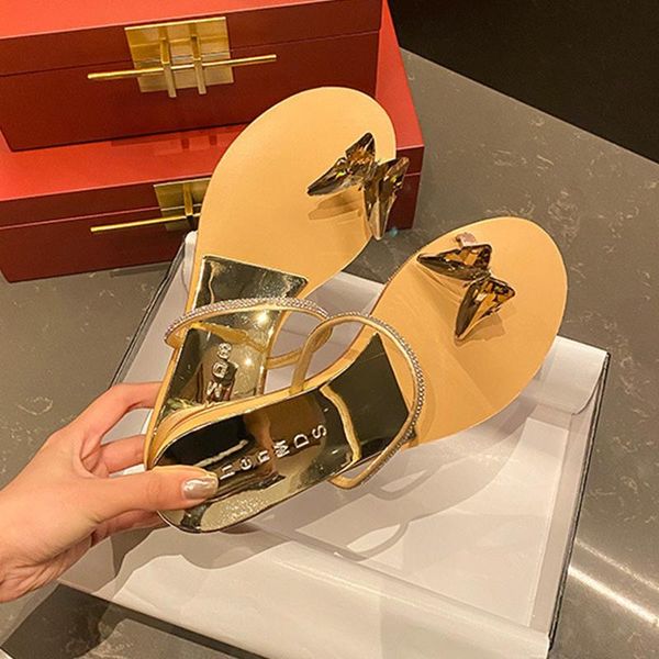 

fairy butterfly clip toe crystal band genuine leather women sandals summer shoes flipflop rhinestones wedges sandalias2021, Black