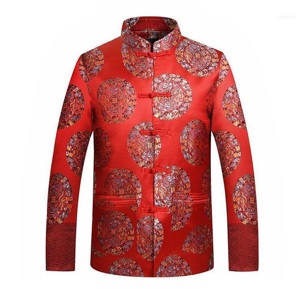 

men's jackets men's wholesale- suit jacket chinese traditional clothes / embroidery oriental button up mandarin collar weddi, Black;brown