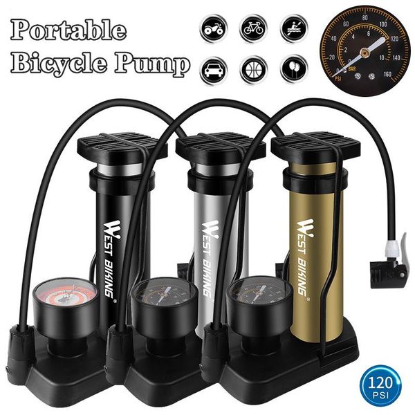 

bike pumps 1pc portable bicycle foot pump high pressure mountain basketball electric with barometer