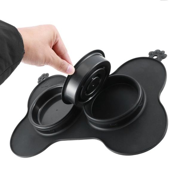 

corrosion and heat resistance dog bowl silicone pet double spill-proof non-slip with mat bowls & feeders
