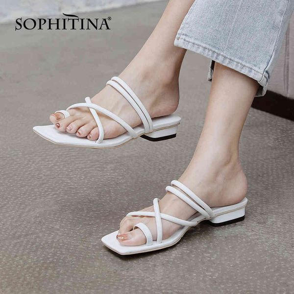 

sophitina women slide sandals two-wear style low heel cross strappy flip flops summer outdoor ladies casual shoes po645 210513, Black