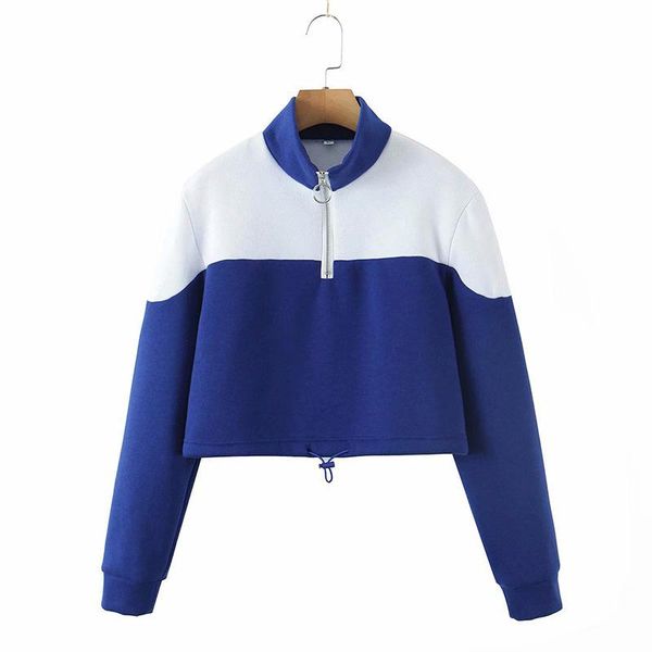 

women's hoodies & sweatshirts pinkou women elegant patchwork sweatshirt long sleeve short style pullover female streetwear chic crop h, Black