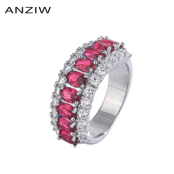 

sterling silver oval cut 3*5mm lab created ruby vintage classic engagement ring adjustable for women jewelry gifts cluster rings, Golden;silver