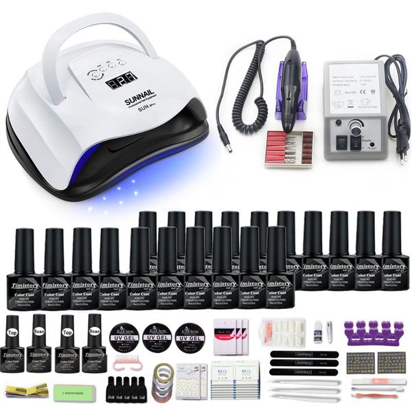 

nail art kits manicure set for kit with uv led lamp 20000rpm drill machine 20 color gel polish tools