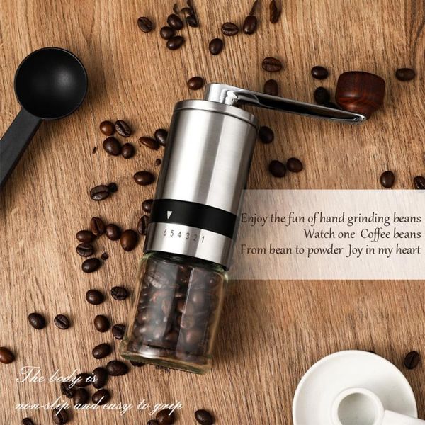 

manual coffee grinders practical grinder stainless steel burr 6-speed adjustable portable mini milling kitchen accessories