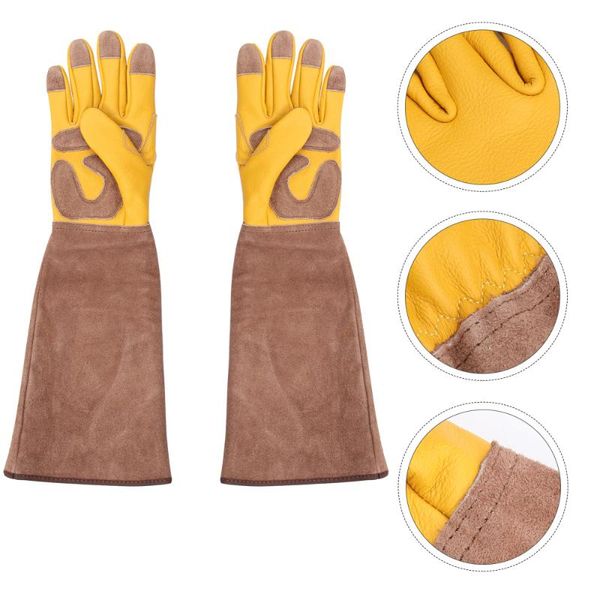 

1pair beekeeping protective anti-stab durable gardening (yellow) disposable gloves