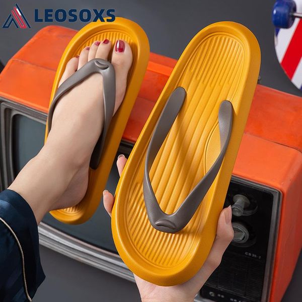 

non-slip cool outside summer big size slippers of men massage flip flops breathable thick-soled toe women sandals s371, Black