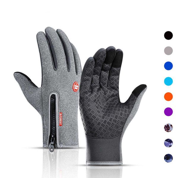 Luvas de Inverno Mens Touch Screen impermeável Esqui para À Prova de Vento Luvas Frios Femininas Moda Quente Mulheres Ourdoor Sports Andar Zipper Luvas H0818