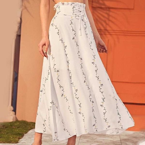 

skirts falda midi blanca con estampado floral para mujer, falda faldas de r30cintura alta elstica, elegante, verano r2x1, Black