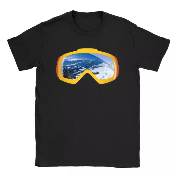 

ski goggles mens t-shirt skiiing snowboard cool gift, White;black