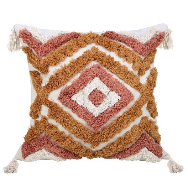 

pillow case boho throw covers 18x18 inch,woven tufted decorative with tassels,for couch sofa bedroom