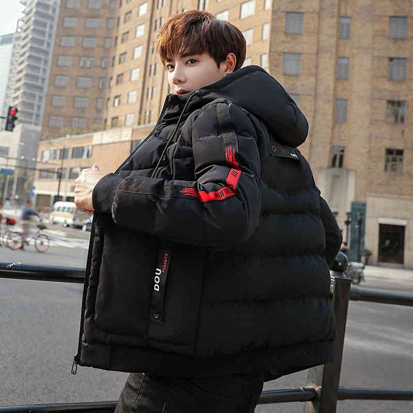 

2020 new men's cloth korean version trend winter coat cotton padded et thickened plush tooling brand, Black