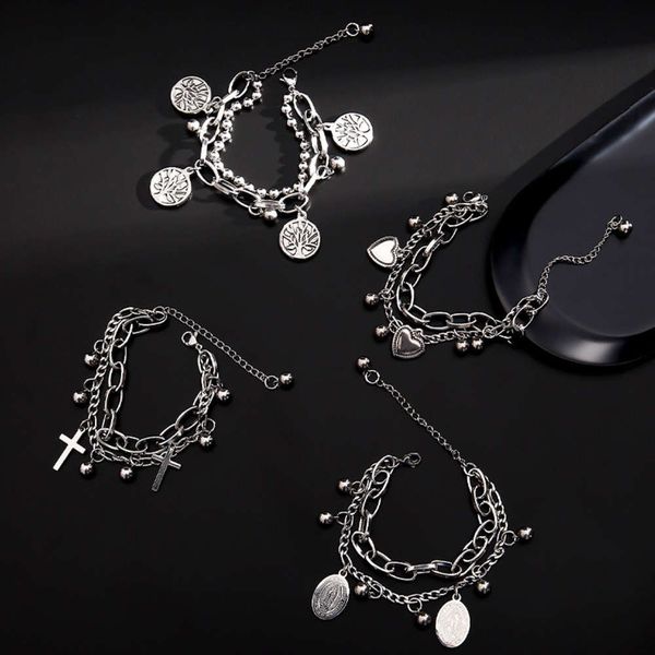 

women's design student cross love double layer bracelet korean personalized friend accessories, Golden;silver