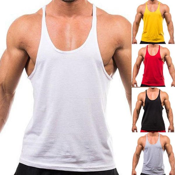 

men' tank men' sleeveless singlets muscle vest gym fitness workout top, White;black