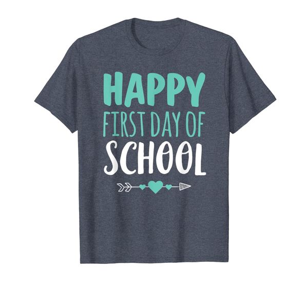 

happy first day of school t shirt teacher student arrow cute, White;black