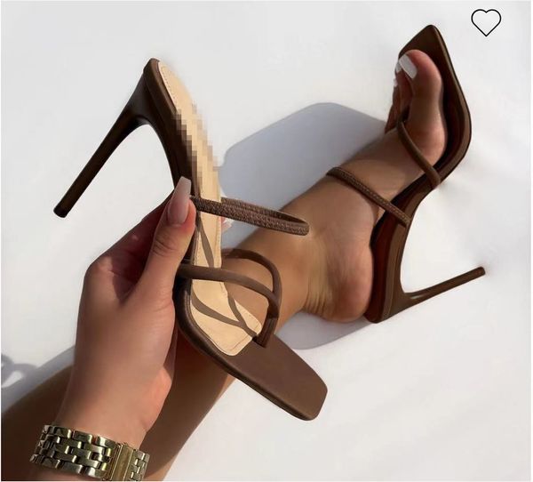 

women pointed heel sandals dress shoes designer round toes womens girl slippers orange black brown beige 43 2335