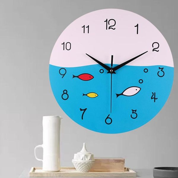 

wall clocks silent non-ticking quality quartz battery operated clock creative frameless mute ocean fish pattern room decor