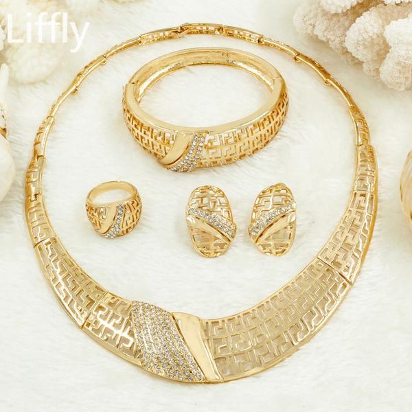 

earrings & necklace 2021 liffly african fashion costume jewelry dubai women big bracelet turkish gold wedding sets, Silver