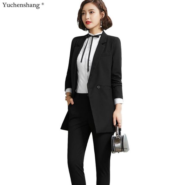 

women's suits & blazers new arrival women black gray solid pant suit notched collar single button loose blazer jacket and for office la, White;black
