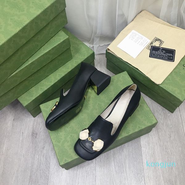 

designer- spring and summer women's formal shoes handbag luxury fashion metal buckle generous high-heeled heightening dress shoes, Black