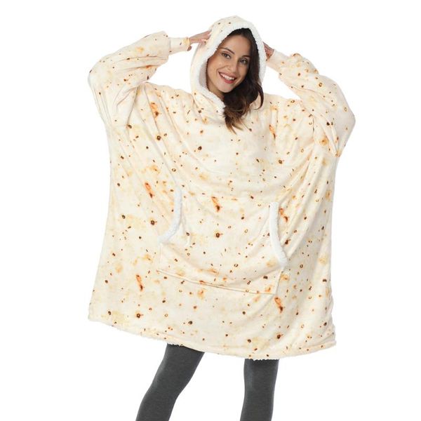 

men's hoodies & sweatshirts hoodie men oversized women sweatshirt giant pocket winter fleece printed wearable blanket with sleeve loose, Black