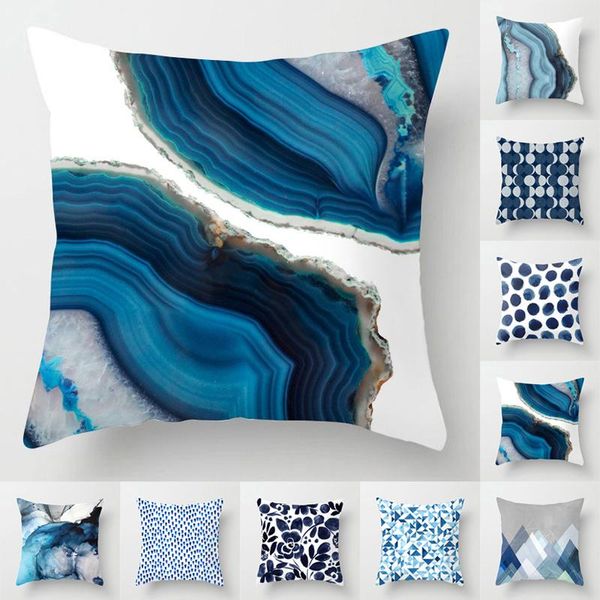 

pillow case 45 * 45cm geometric cushion cover blue abstract printed polyester throw art pillowcase square home decor
