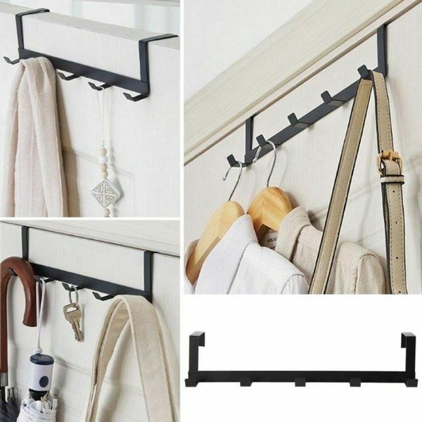 

hooks & rails over the door 5 home bathroom organizer rack clothes coat towel hanger stainless steel good load-bearing wrought 29 x 7.5