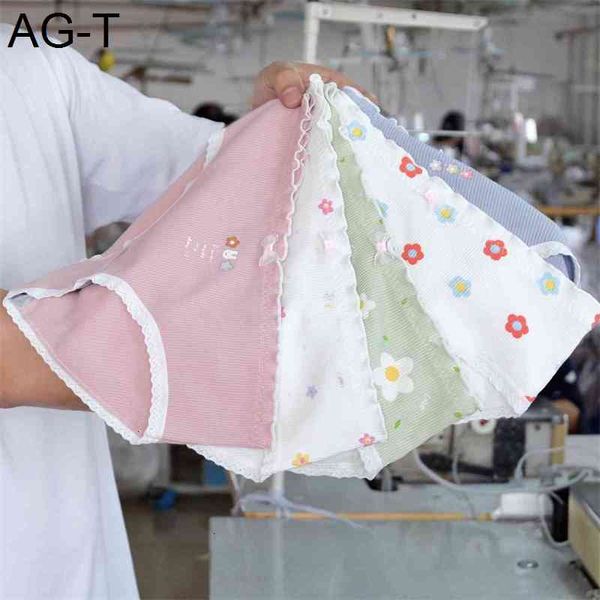 

combination net red elegant girl's comfortable cotton mid waist briefs bubble ee lady's underwear, Black;pink