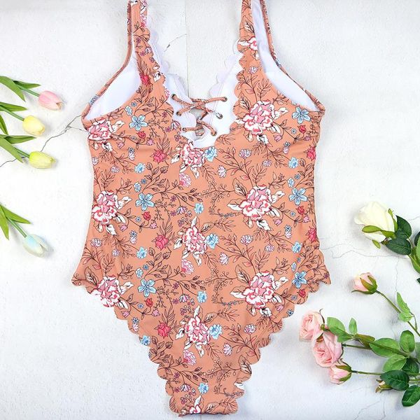 

one-piece suits fashion floral swimsuit for women one piece printed ruffles swimwear female plus size swimming suit xl-4xl
