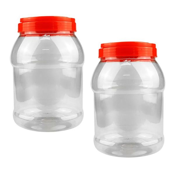 

2pcs clear tea sealed containers home plastic storage jars (3000ml) bottles &