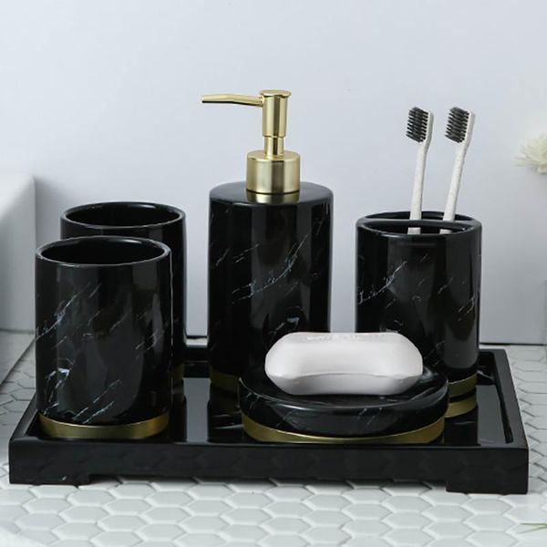 

ceramic bathroom 6/piece set european white lotion bottle/soap dish/toothbrush cup/storage tray/bathroom accessory bath