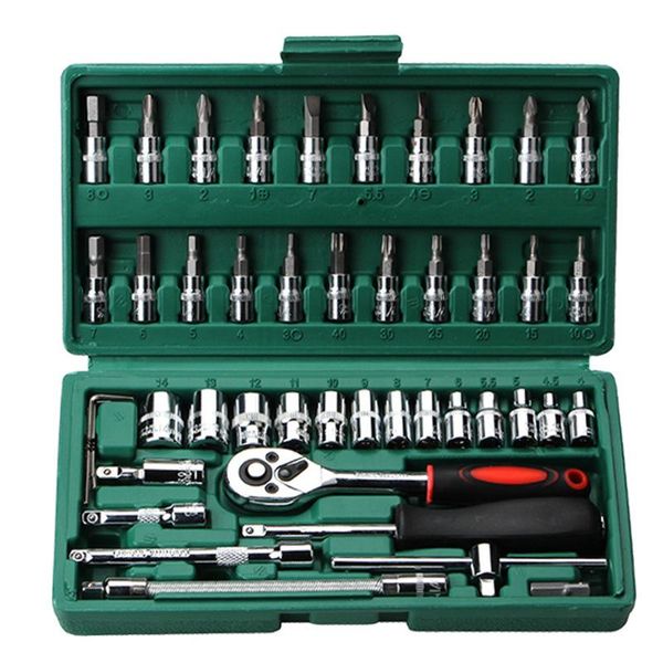 

professional hand tool sets car repair 46pcs 1/4-inch socket set ratchet torque wrench combo tools kit auto repairing