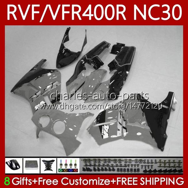 Комплект обтекателей для Honda VFR400 R RVF400R NC30 V4 1989 1990 1991 1992 1993 79NO.110 RVF VFR 400 RVF400 R 400RR серый черный VFR 400R VFR400RR 89-93 VFR400R 89 90 91 92 93 Body