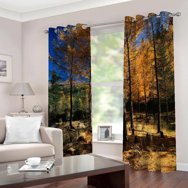 

curtain & drapes 3 d room curtains po custom maple forest views painting window for living bedroom home decor sets