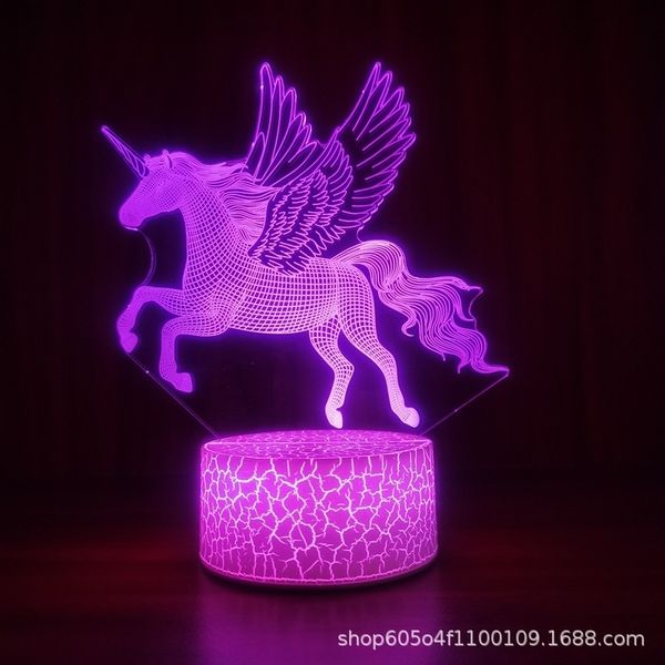

unicorn 3d night led seven touch remote control 16 color creative gift table lamp