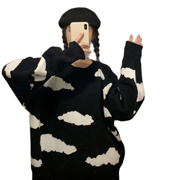 

women's sweaters 2021 spring and autumn korean student pullover loose long-sleeved sweater coat outerwear lazy style women, White;black